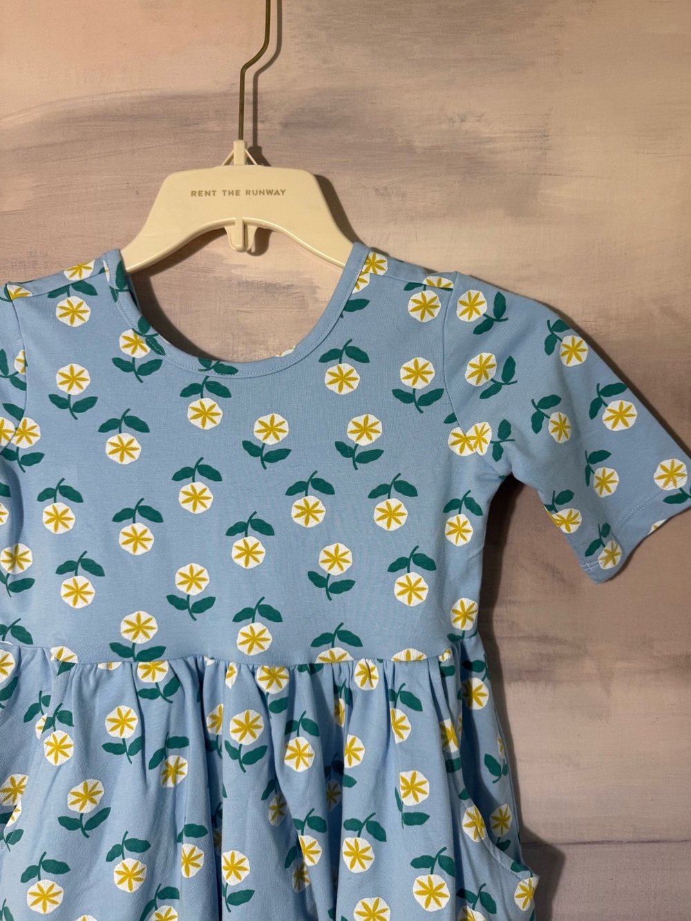 Girls Hanna Andersson Blue Floral Tee Play Dress with Pockets - Picture 2 of 6